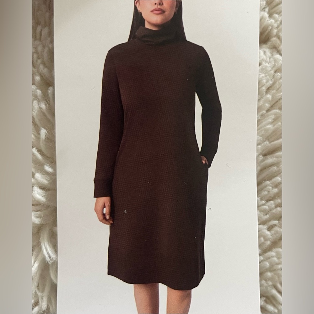 XXL🤎: Modern Ambition Turtle Neck Long Sleeve Dress Brown